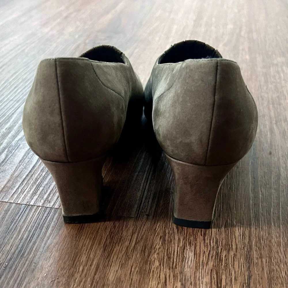 NATURALIZER Natural Flex Leather Suede Square Toe Block Heels Academia Sz 8.5 N - Picture 5 of 8